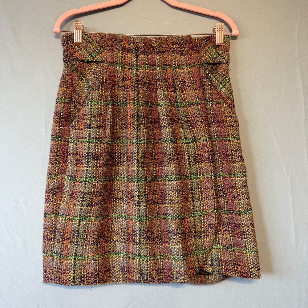Odille Anthropologie Womens Plaid Mini Skirt Size 6 Wool Blend Academia Career